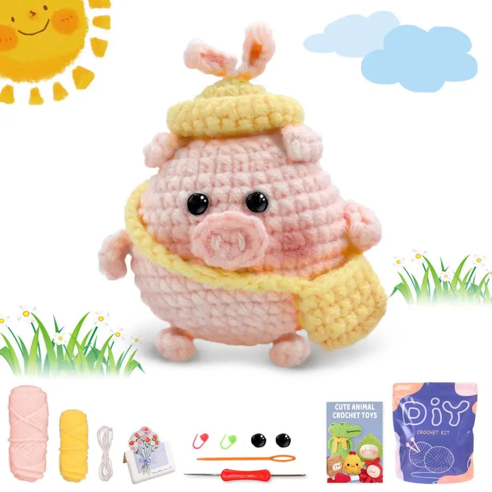 Animal Sery Crochet Kit for Beginners Crochet Starter SET ,DIY Crochet Kit for Beginners,Crocheting Knitting Kit Step-By-Step