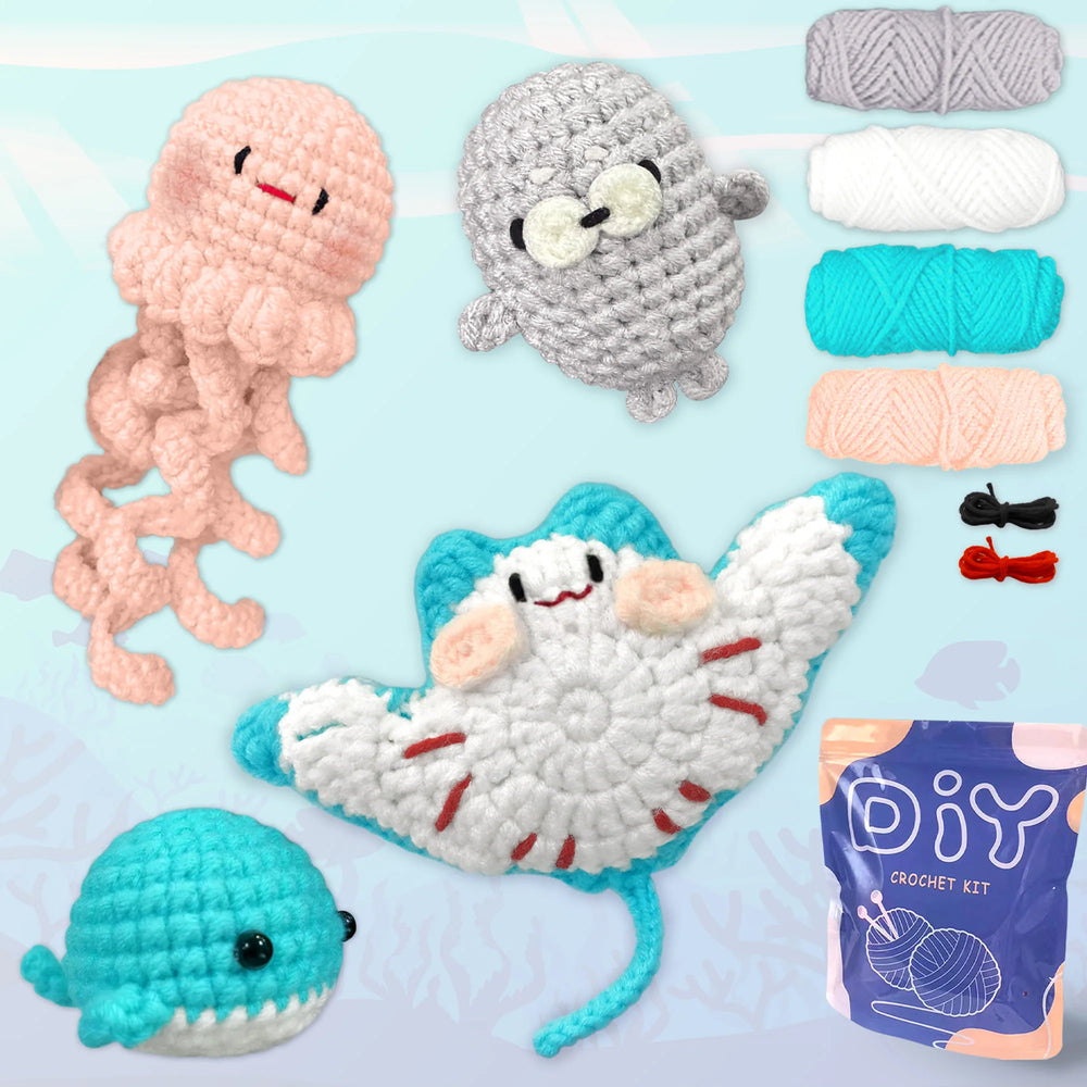 Animal Sery Crochet Kit for Beginners Crochet Starter SET ,DIY Crochet Kit for Beginners,Crocheting Knitting Kit Step-By-Step