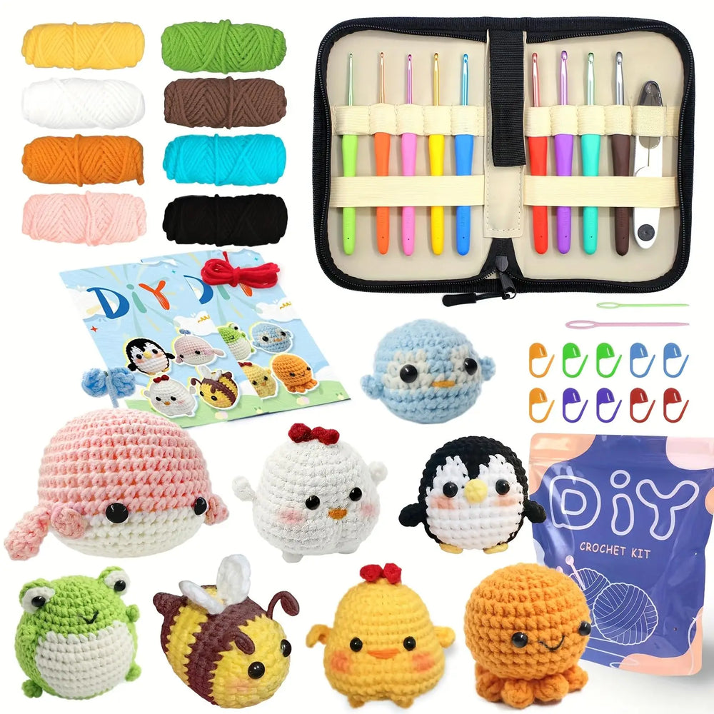 Animal Sery Crochet Kit for Beginners Crochet Starter SET ,DIY Crochet Kit for Beginners,Crocheting Knitting Kit Step-By-Step