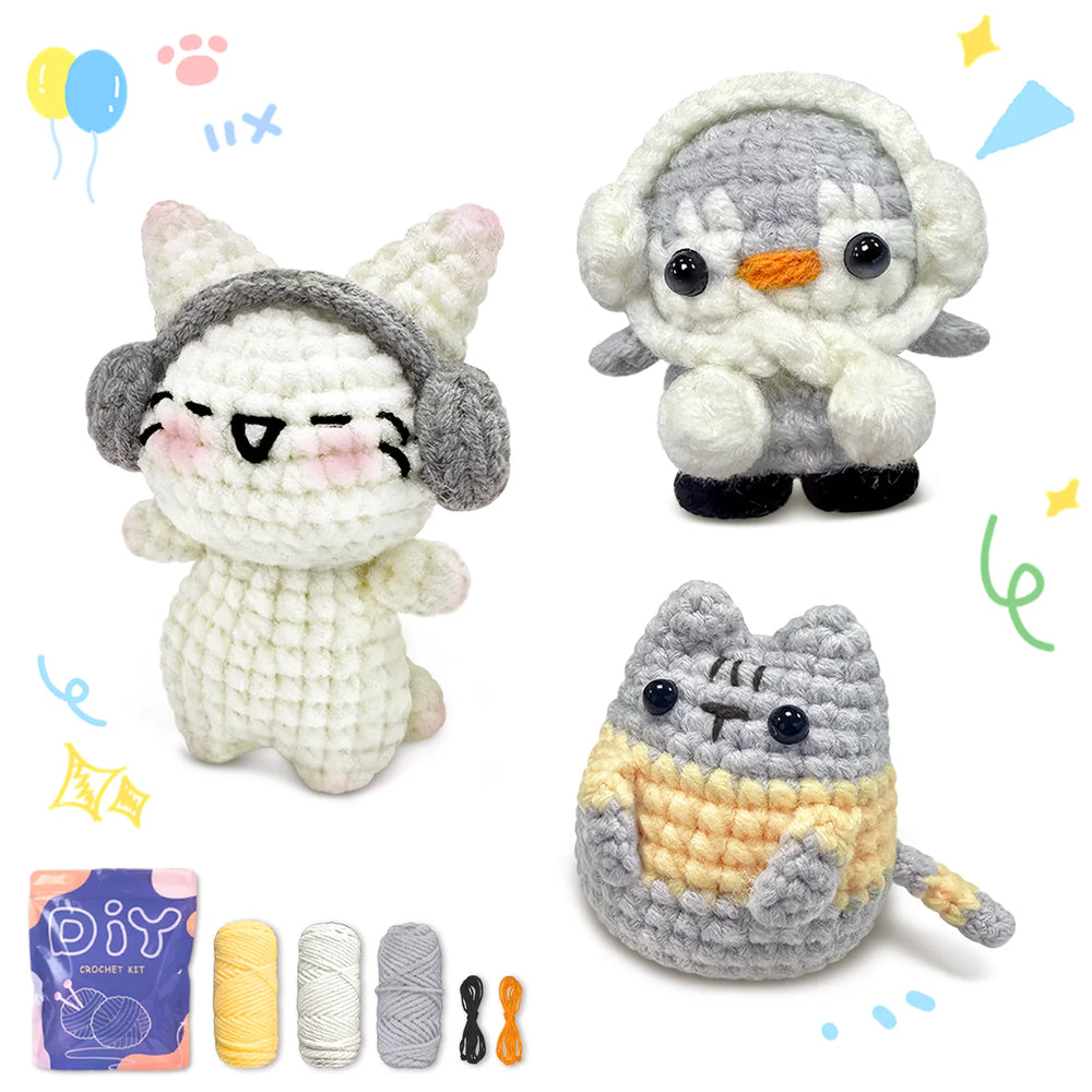 Animal Sery Crochet Kit for Beginners Crochet Starter SET ,DIY Crochet Kit for Beginners,Crocheting Knitting Kit Step-By-Step