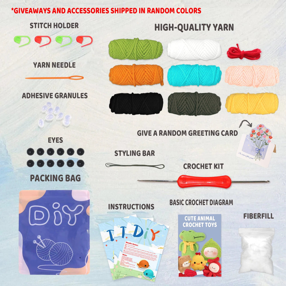 Animal Sery Crochet Kit for Beginners Crochet Starter SET ,DIY Crochet Kit for Beginners,Crocheting Knitting Kit Step-By-Step