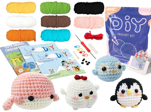Animal Sery Crochet Kit for Beginners Crochet Starter SET ,DIY Crochet Kit for Beginners,Crocheting Knitting Kit Step-By-Step