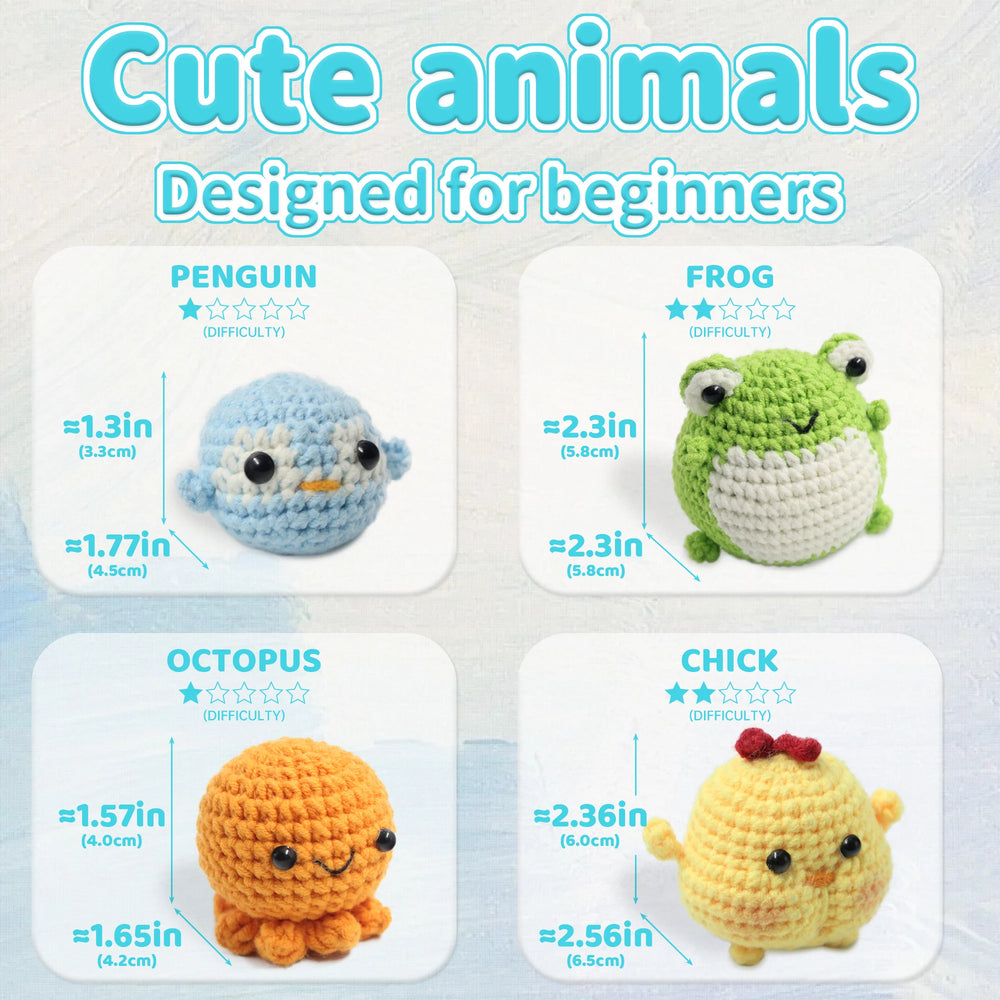 Animal Sery Crochet Kit for Beginners Crochet Starter SET ,DIY Crochet Kit for Beginners,Crocheting Knitting Kit Step-By-Step